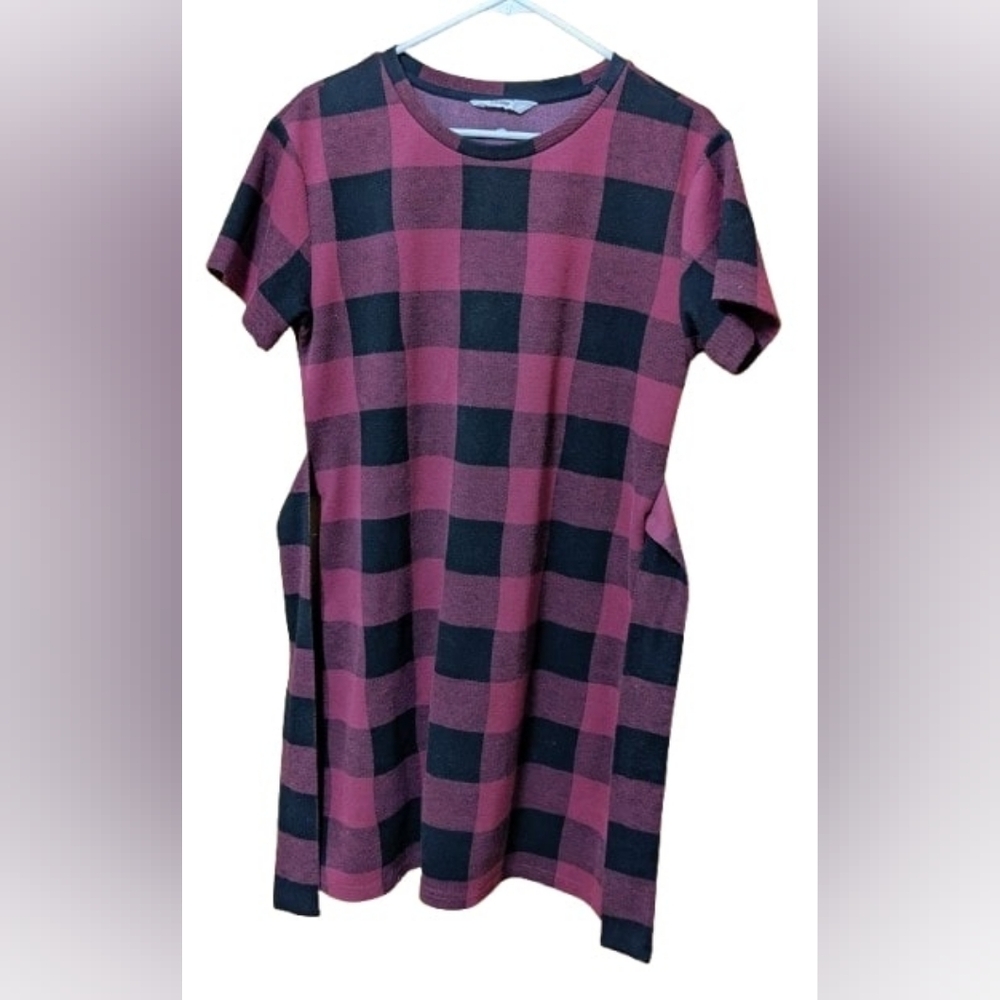 BB Dakota Steve Madden Womens Plaid Tie Front Mini Dress Maroon & Black, Size L